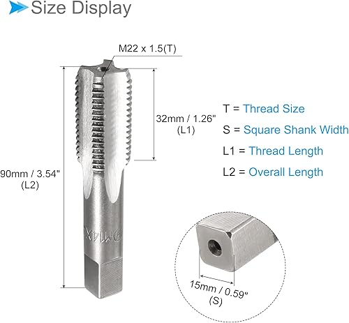 Miniatura 9 de Tapones de roscado a mano, rosca M22 x 2.5, herramienta métrica de aleación de acero, rosca inferior cónica (aplicaciones para reparación de roscas