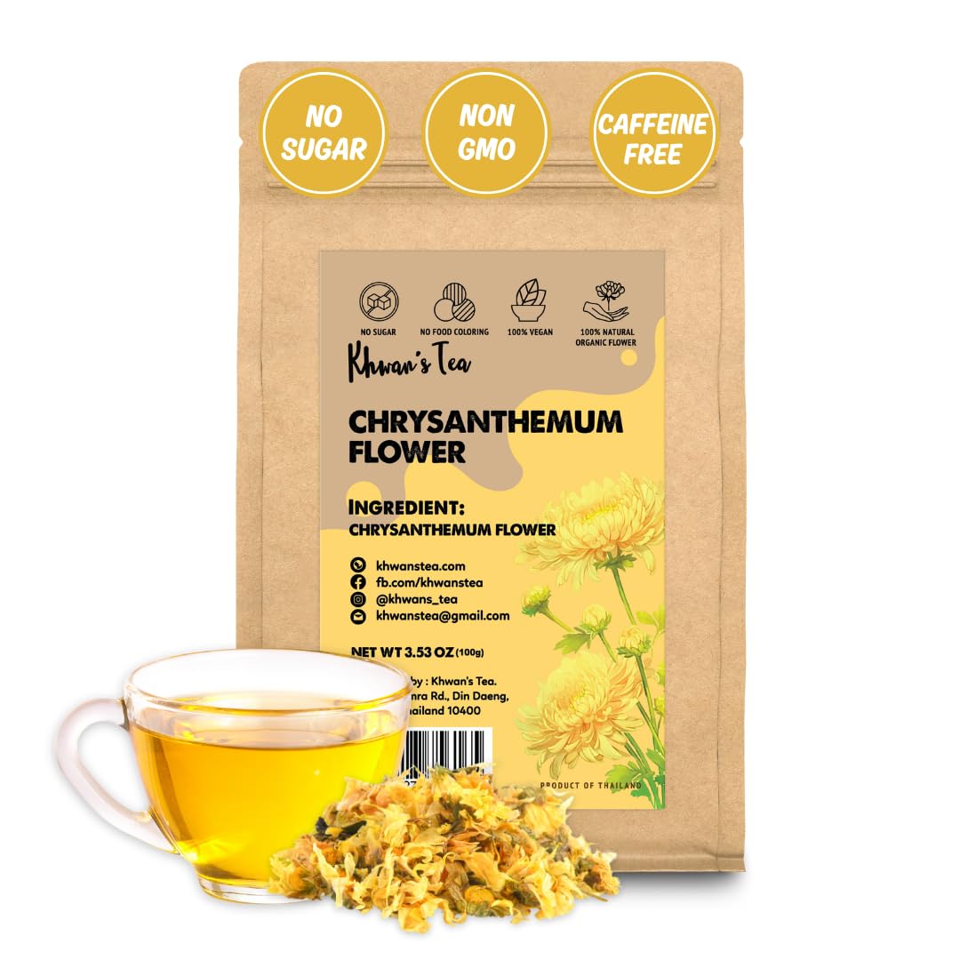 Chrysanthemum Tea - Chrysanthemum Flower Loose, Caffeine-Free, Antioxidant Herbal Infusion Tea 3.52 Oz, Sourced from Thailand