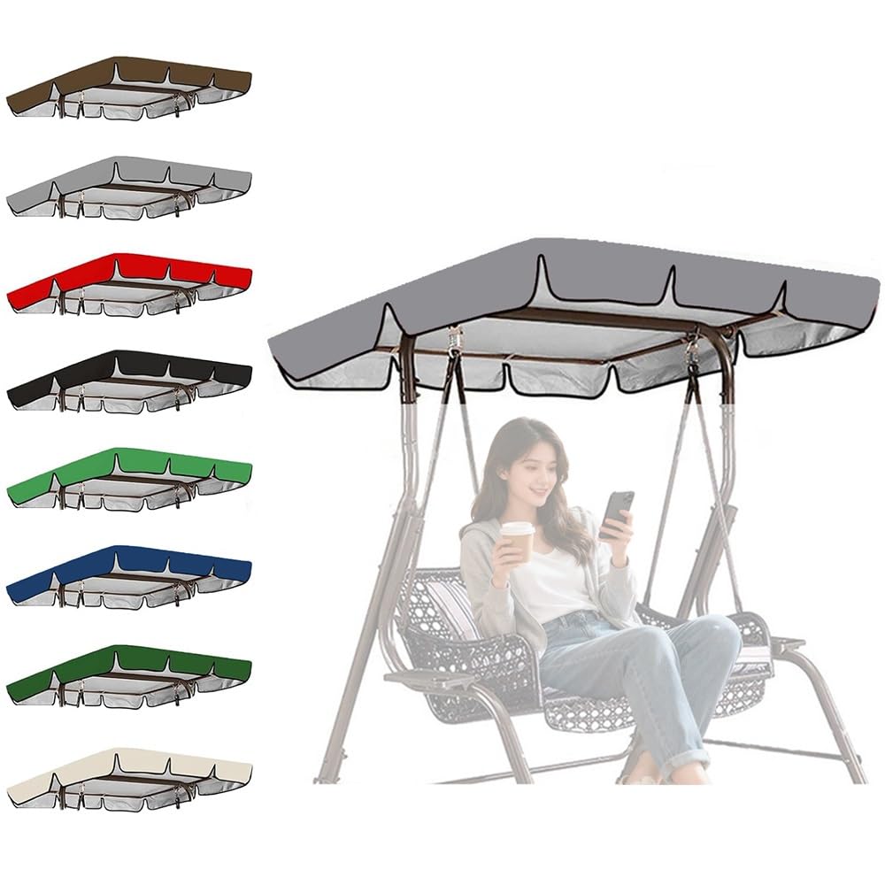 Qcknkmgg Grey Replacement Canopy For Outdoor Swing, Porch Swing Canopy Replacement Multicolor Multiple Sizes(,56X47x7in(142X120x18cm))