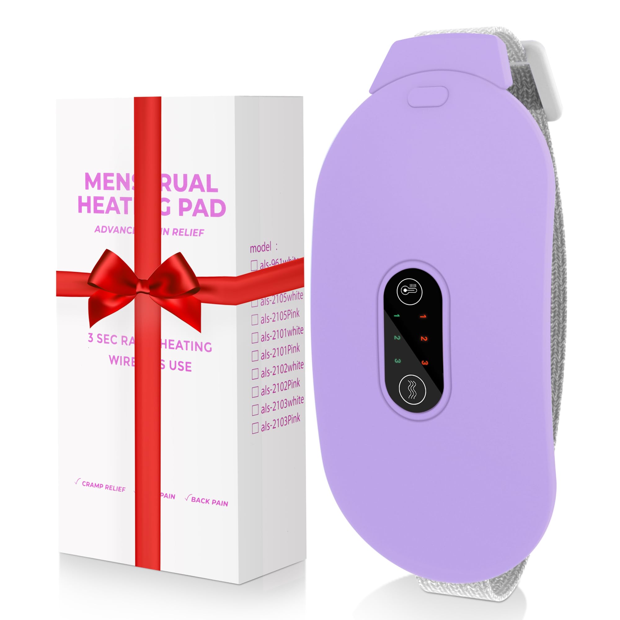 Heating Pads, Period Cramp Massager Portable Cordless Heating Pad with 6 Heat Levels and 6 Massage Modes for Back Pain Relief Menstrual Heating Pad (Purple)