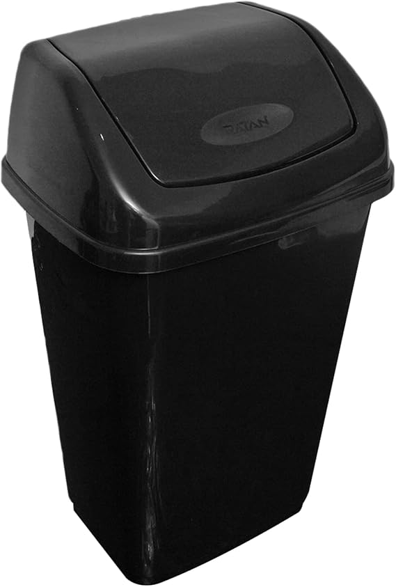 RelianceUK 25L Black Heavyduty Plastic Rubbish bin with Fliptop Lid for Kitchen, Bedrooms