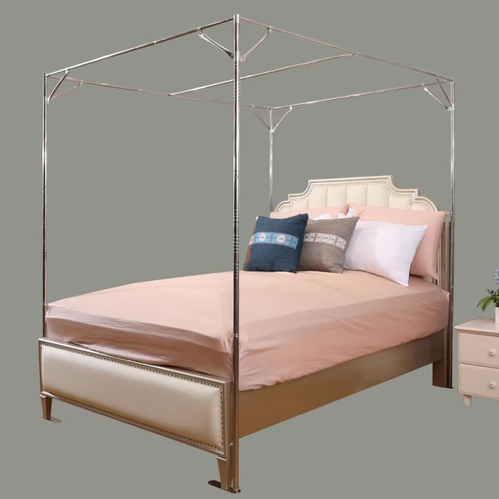 Moustiquaire De Lit avec Support Autoportante, Ciel De Lit Rectangulaire Mailles Fines Anti-Insecte, Mouche Et Moucheron, Rideau De Lit avec Porte, Portable pour Voyage, Maison, Camping Et Tente