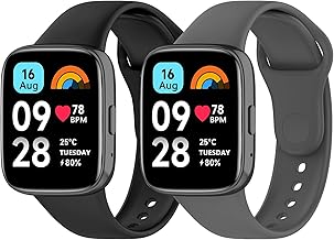 Wanme Sportivo Cinturini per Redmi Watch 3 Active/Lite, 2 Pezzi Braccialetti in Silicone Morbido e Traspirante, Compatibile con Xiaomi Redmi Watch 3