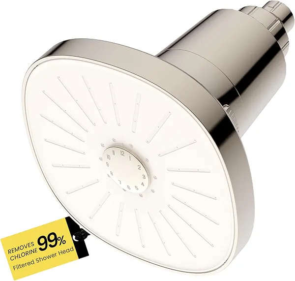 Ryamen Filtered Shower head, Rain Shower Head with Filter, High Pressure Shower Filter Head for Hard Water, 99% REMOVAL for Chlorine, Heavy Metals, Improves Skin & Hair, Brushed Nickel