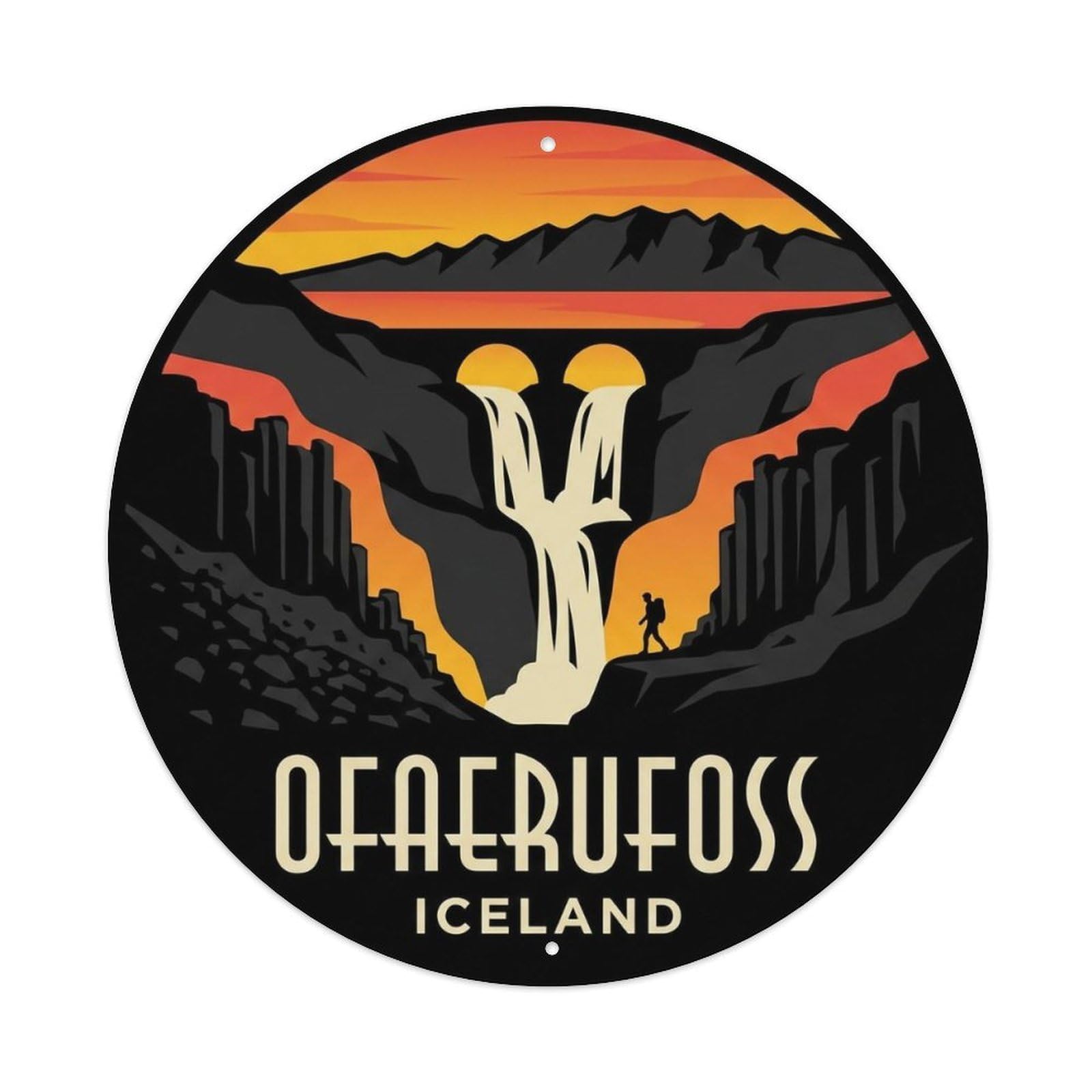 Fqnyr Style Metal Tin Sign Vintage Travel Ofaerufoss Iceland Canyon