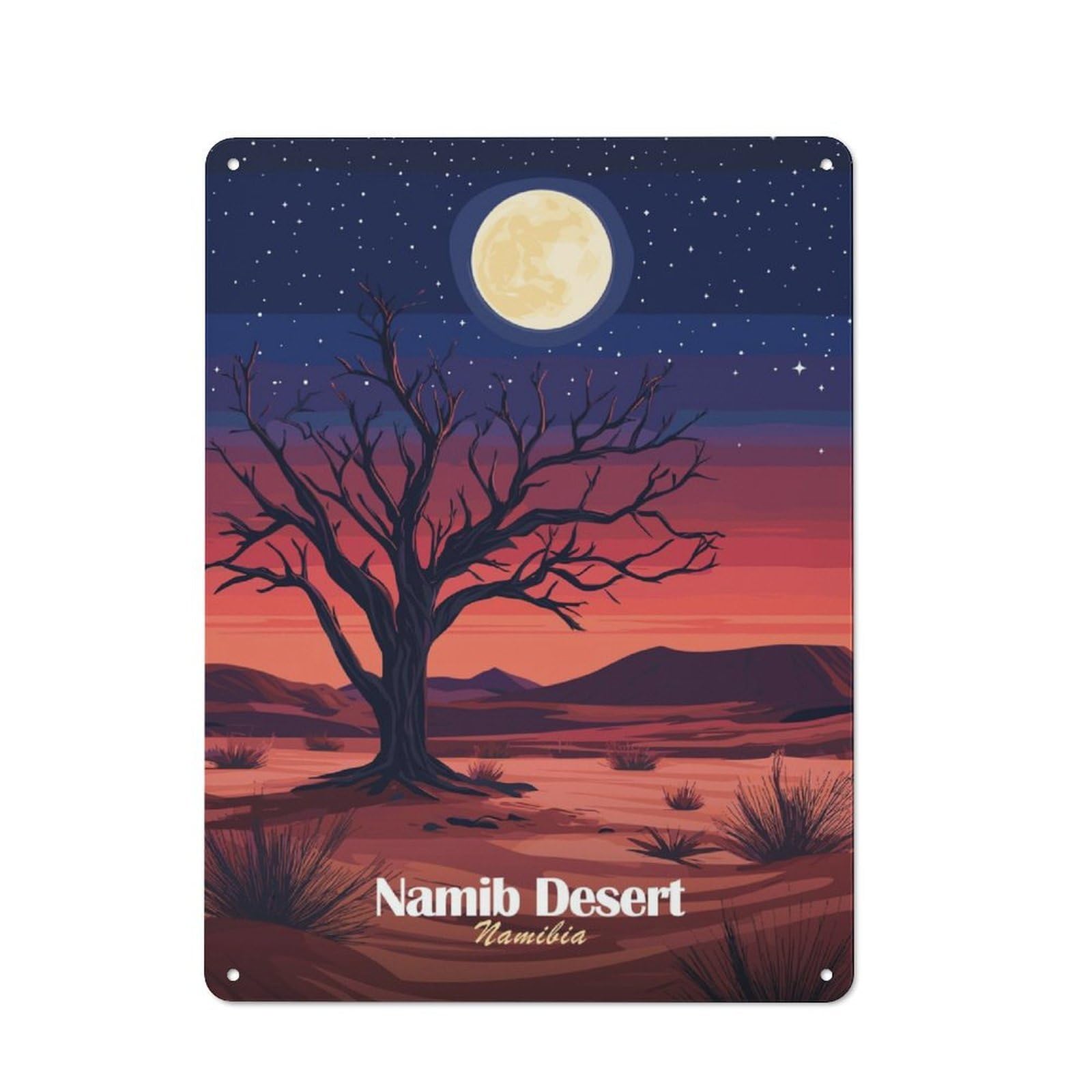 Junmoney Namib Desert Night Rustic Metal Wall Decor 40X30cm, Decorative Metal Plaque For Shed, Garden Room, Porch Or Garage