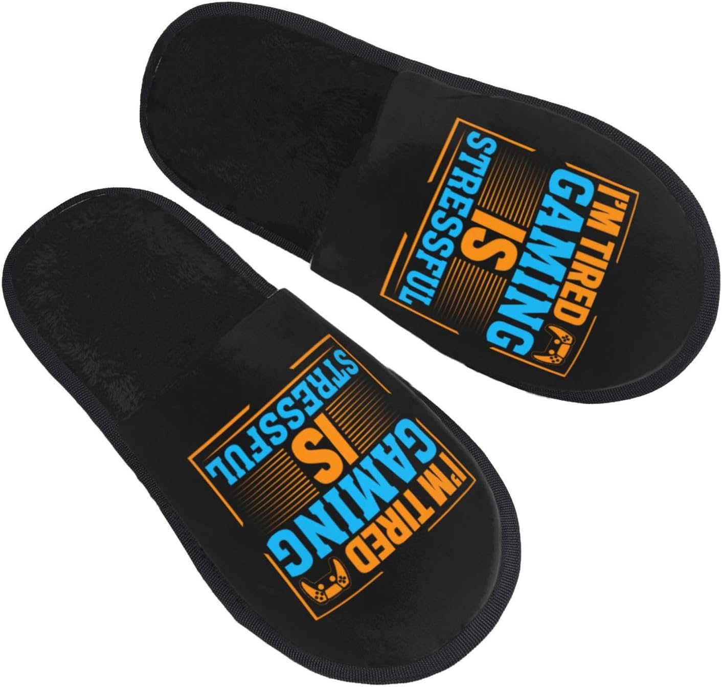 I M Tired Gaming Is Stressful Slippers Winter Indoor and Outdoor Slipper Warm Cozy Soft Lightweight House Shoes Fuzzy Slip-On Slipper Large