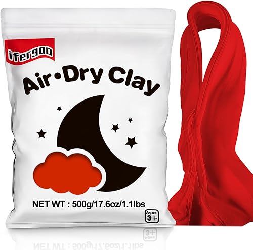 Ifergoo Red Air Dry - Arcilla moldeable, secado al aire, arcilla de moldeo blanda para proyectos de arte y manualidades para adultos, horneado