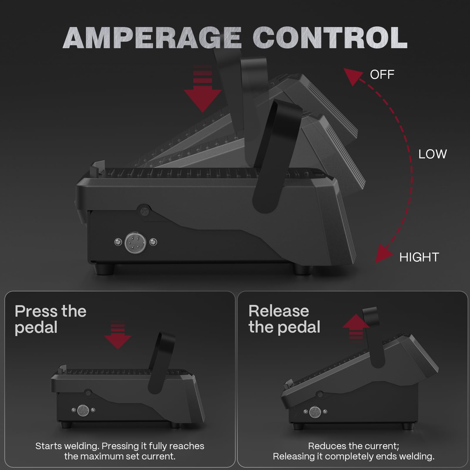 ARCCAPTAIN TIG - Pedal de soldadura de 5 pines para ARCCAPTAIN TIG200 TIG200P TIG200PACDC TIG205PRO TIG205PRO Área de contacto más amplia y pedal de pie con diseño de correa