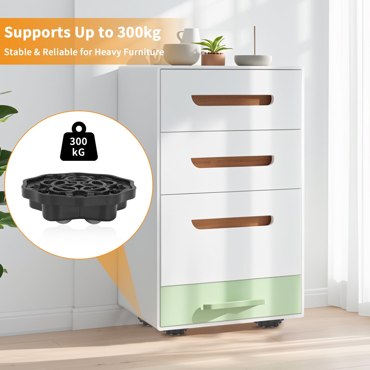 Rotelle per mobili pesanti – 12 pezzi ruote a 5 sfere, capacità 300KG, 360° rotelle girevoli, autoadesive & a vite, per mobili, valigie, elettrodomestici, vasi (Nero)