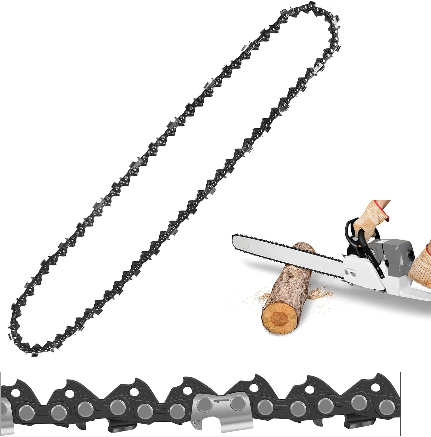 Tvwen Chainsaw Chain 18Inch .050" Gauge .325" Pitch 72 Drive Links, A