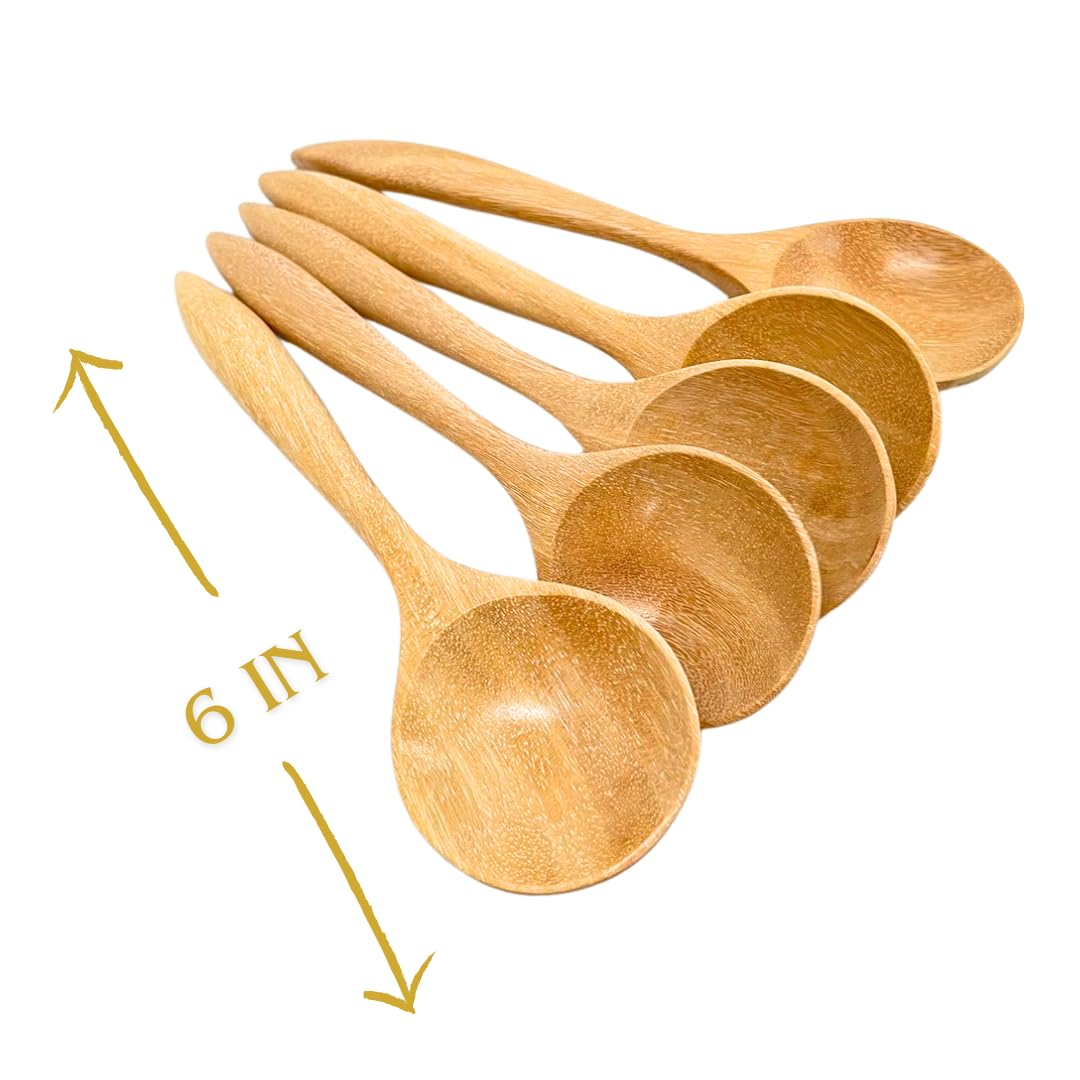 Handmade Natural Wood Asian Ladle Soup Curry Spoons 6