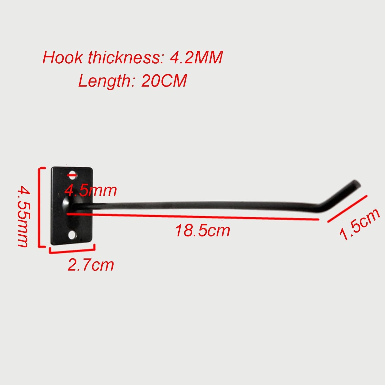 30 PCS Retail Display Hooks, Wall Mounted Commercial Hooks for Home Supermarket Kitchen Bathroom Bedroom Office, Socks Key Tools Storage Merchandise Hook(Black,20CM)