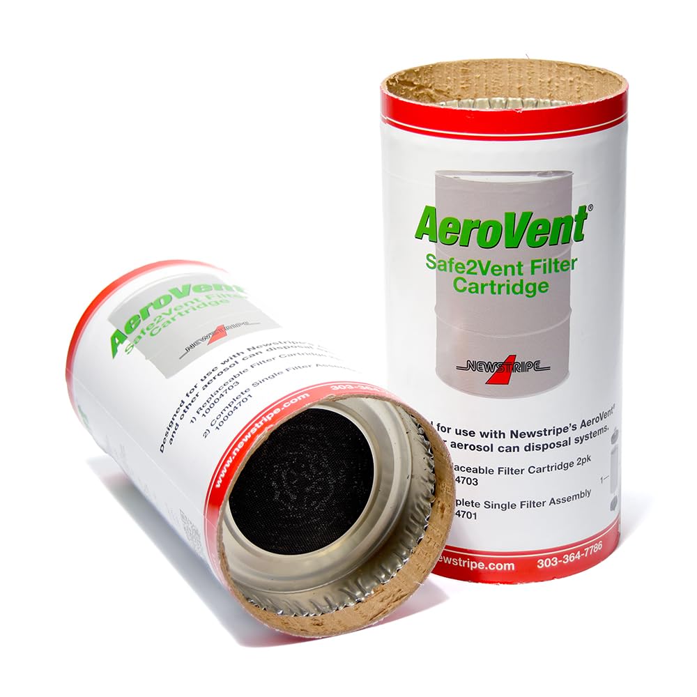 AeroVent Safe2Vent Replacement Filter Cartridge 2pk (Part #10004703) | Easy-to-Install Carbon Filter for Aerosol Disposal Systems | Compliant in All 50 States | Made in USA | Replace Every 3 Months
