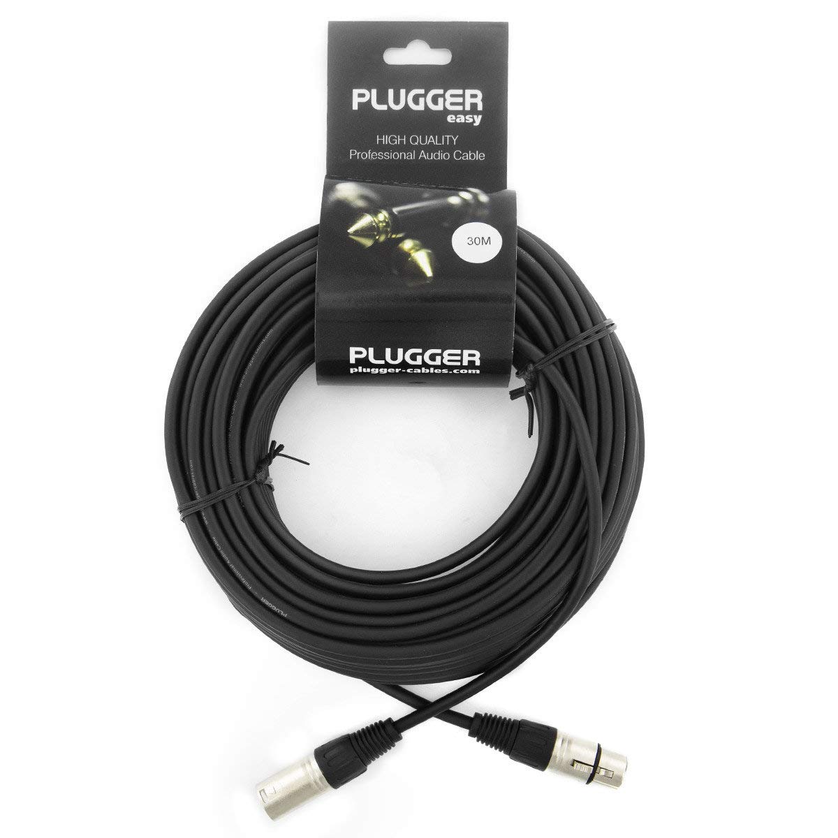 Plugger, câble microphone XLR femelle/XLR mâle. Connecteurs 3 broches. Enceinte, microphone, carte son, contrôleur DJ, table de mixage et autres. Longueur 30 mètres. Qualité Professionnelle.