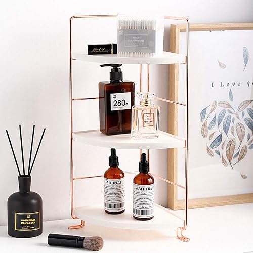 Miniatura 9 de Organizador de encimera de baño de 3 niveles, bandeja de tocador, almacenamiento de cosméticos y maquillaje, estante de pie para especias de cocina,