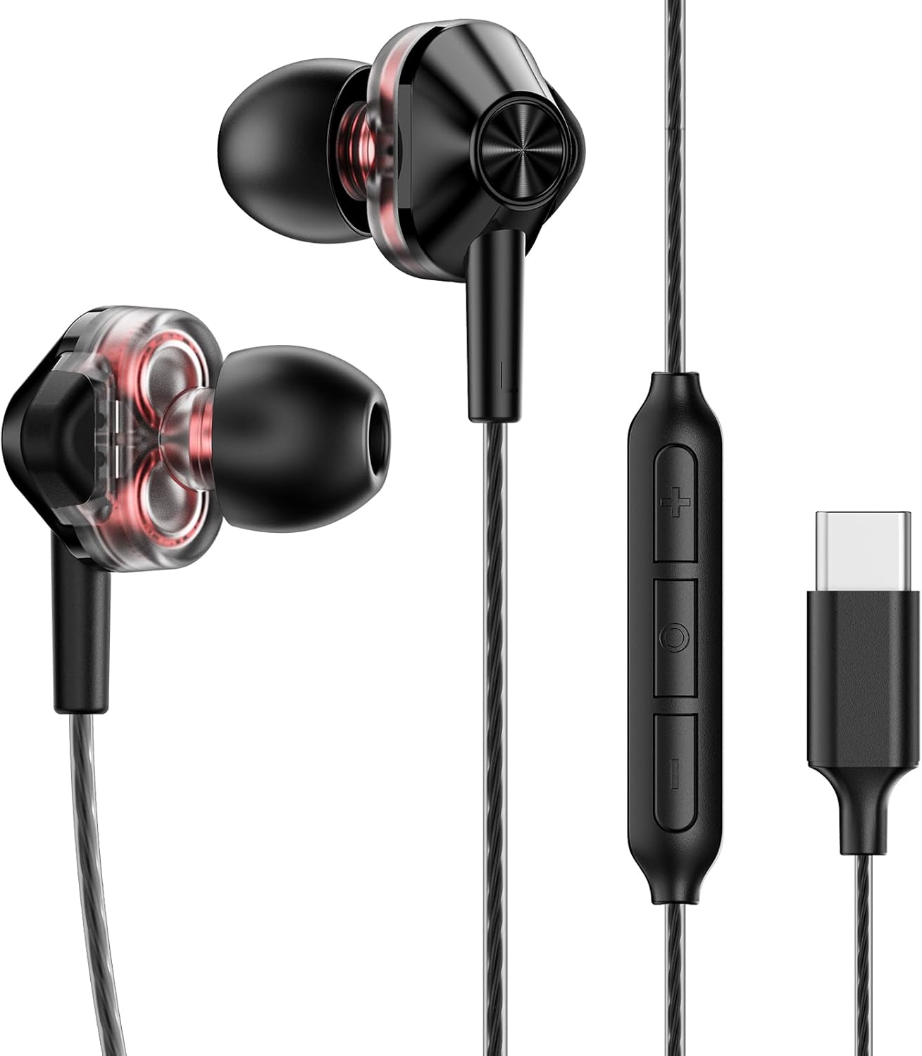 USB-C Wired in-Ear Earbuds, Dual Driver Hi-Fi Headphones with Mic, Noise Isolating Fit, Deep Bass, 5 ft Long Tangle-Free Cable, for iPhone 17 16 15/Android/Samsung Phone, Laptop USB-C Wired in-Ear Earbuds, Dual Driver Hi-Fi Headphones with Mic, Noise Isolating Fit, Deep Bass, 5 ft Long Tangle-Free Cable, for iPhone 17 16 15/Android/Samsung Phone, Laptop