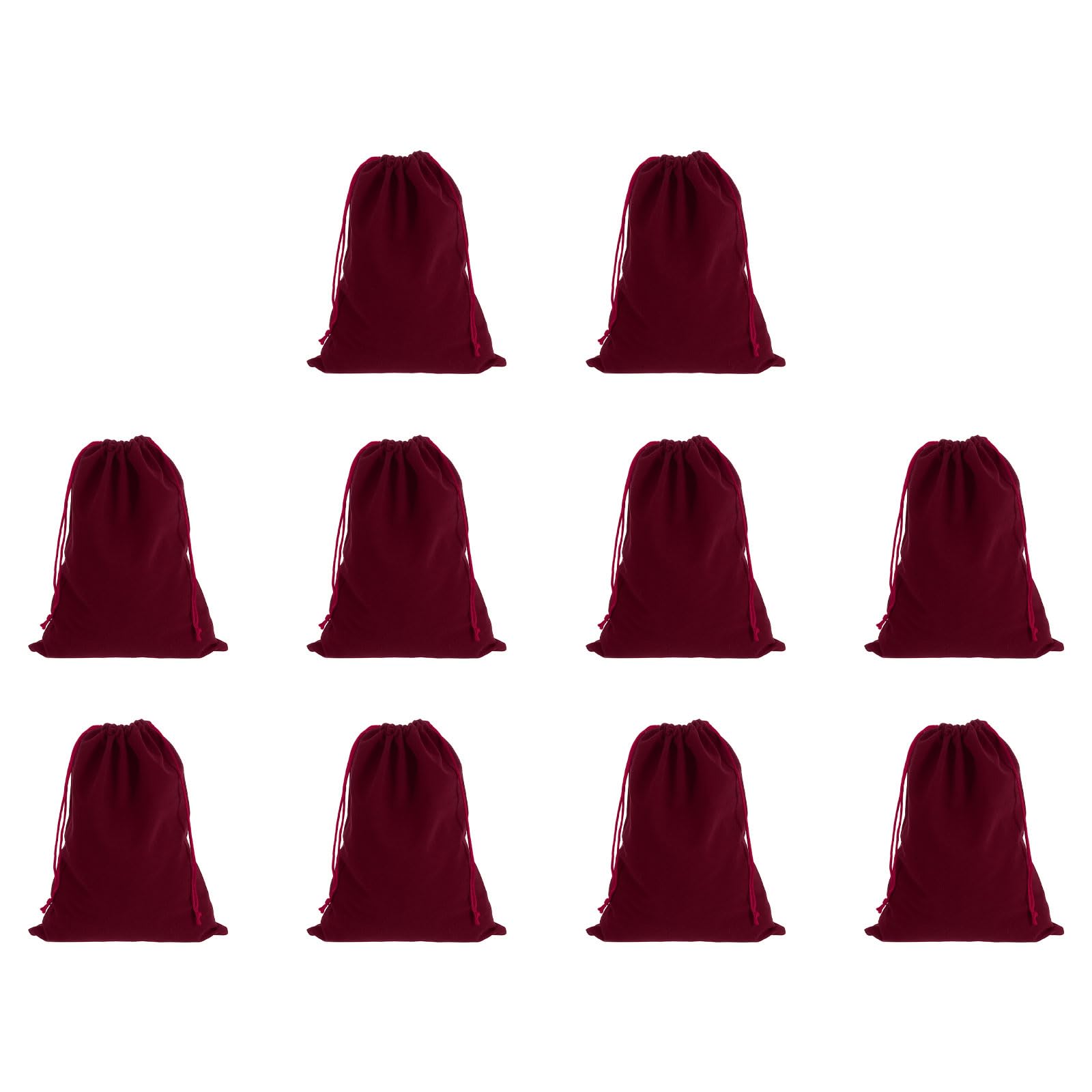sourcing map 10pcs Flocked Cloth Drawstring Bag 6.7 x 9.1 Inch Jewelry Flocked Pouches Gift Bags for Wedding Party Favor Candy Jewelry Packaging Organizing Storage, Claret — image 1