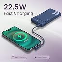 Portronics Luxcell Uno 10K 10000 mAh 22.5W Fast Charging Power Bank with Detachable Type C Cable, Ultra Slim Power Bank with Mach USB-A Output, Type C PD Output, Type C Input, Wake Up Button(Blue) gallery image