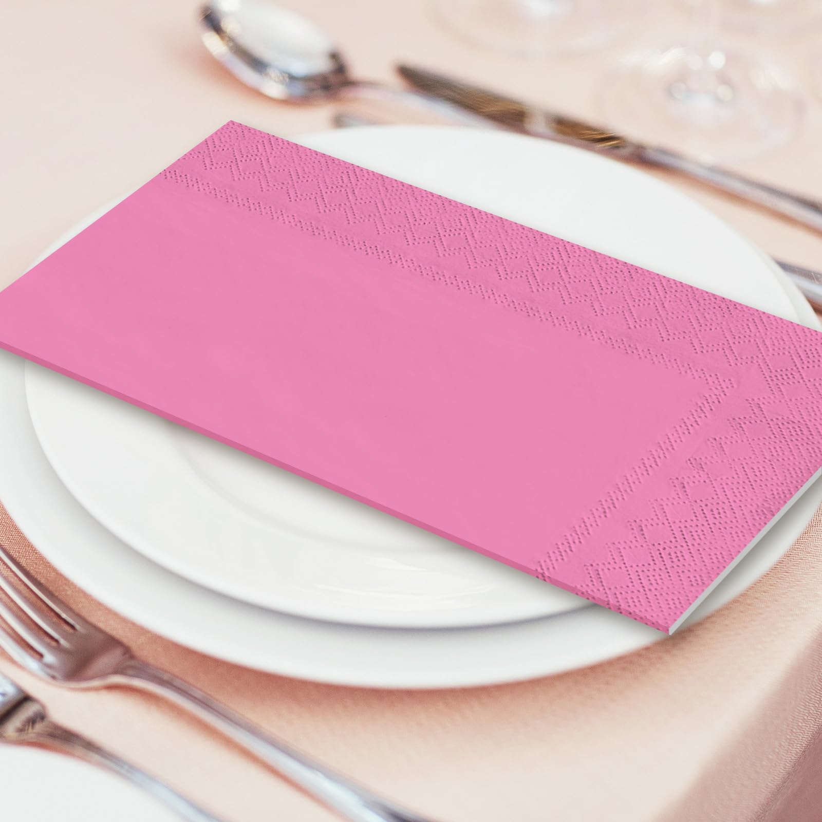 Whaline Lot de 150 serviettes en papier jetables pour invités - 10 x 20 cm - 3 couleurs - Thème rose - Serviettes de table pour fête, fête, réunion, décoration de table