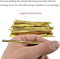 Vista 2 de HAHIYO 300 lazos torcidos de metal dorado de 4 pulgadas para pan, dulces, bolsas de café, lazos para plantas de jardín, bolsas de celofán, bolsas
