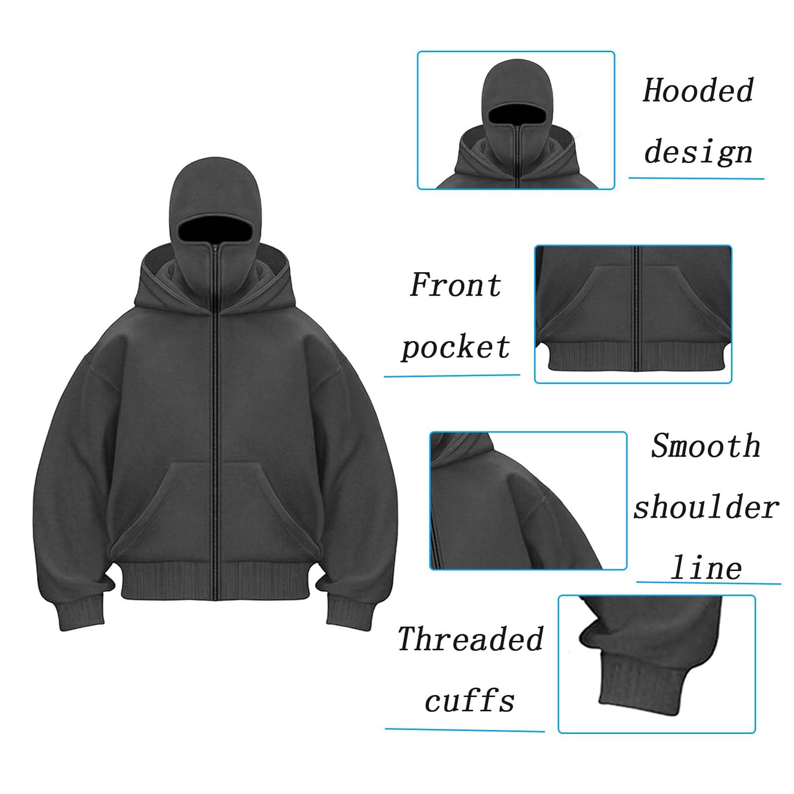 Sweat à Capuche Zippé Homme - Coupe Décontractée, Double Capuche, Poche Avant - Style Streetwear Confortable - 5