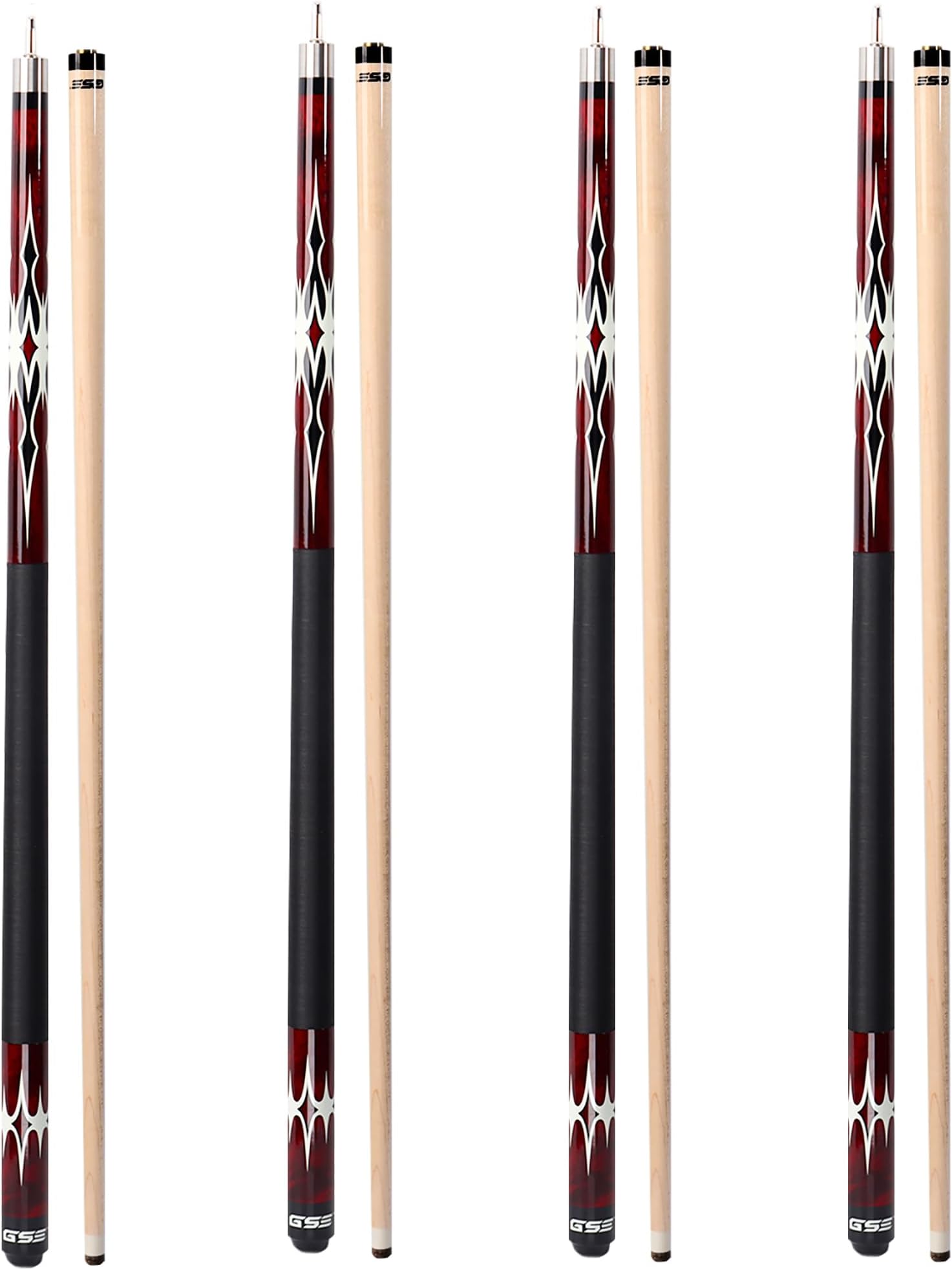 GSE Games & Sports Expert 58" 2-Piece Canadian Maple Hardwood Billiard Pool Cue Sticks for Men/Women, House or Commercial/Bar Use (Several Colors, Weight 18oz, 19oz, 20oz, 21oz Available)