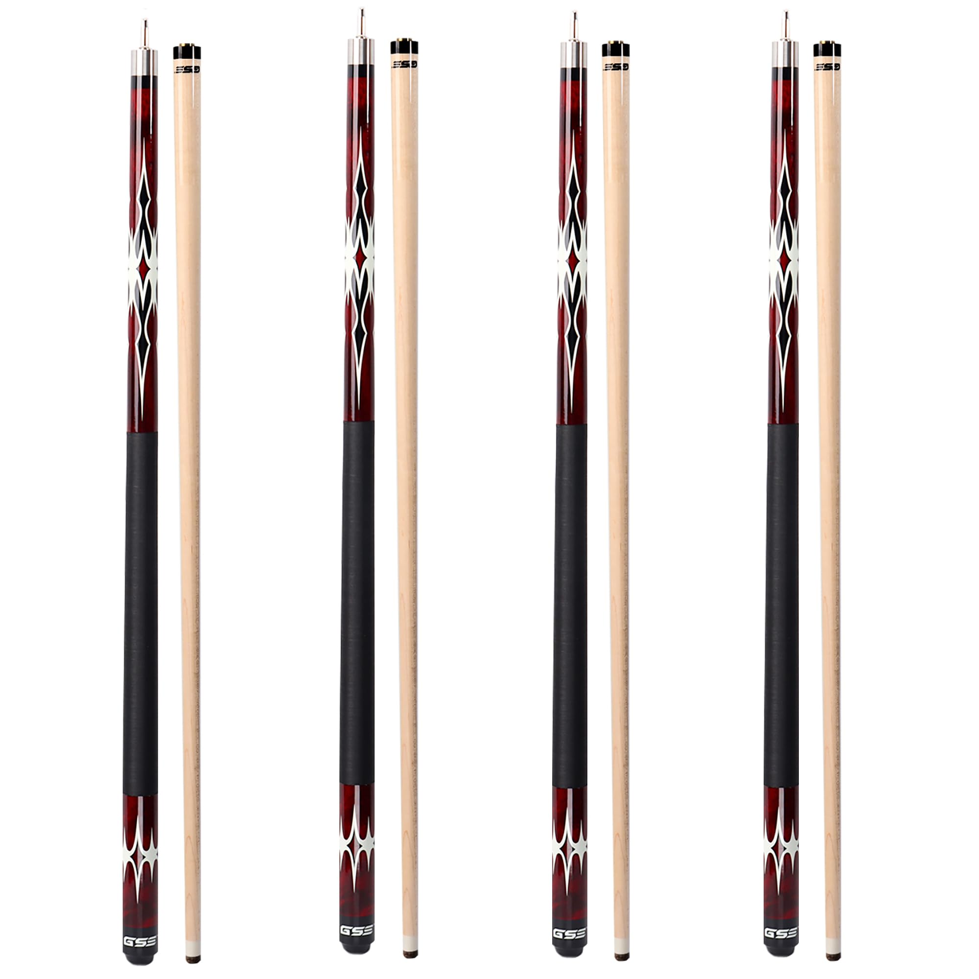 GSE Games & Sports Expert 58" 2-Piece Canadian Maple Hardwood Billiard Pool Cue Sticks for Men/Women, House or Commercial/Bar Use (Several Colors, Weight 18oz, 19oz, 20oz, 21oz Available)