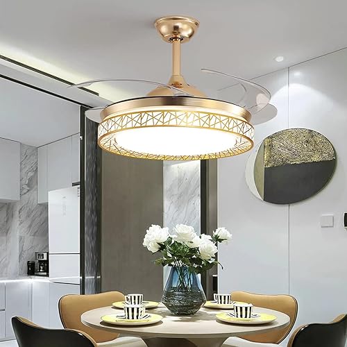 Panda Lighting Lámpara de techo moderna con control remoto, 3 colores, 3 velocidades, para dormitorio, retráctil, para interiores, 42 pulgadas