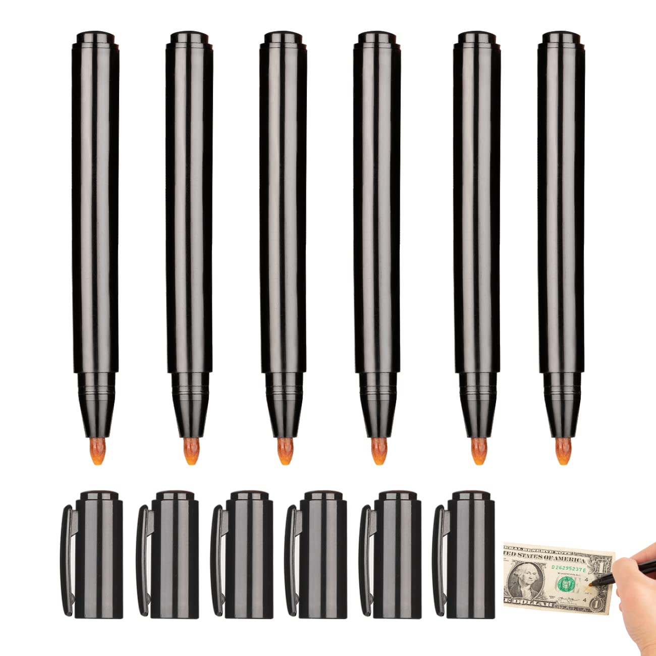 Tera 6 Pack Counterfeit Bill Detector Pen False Bill Marker