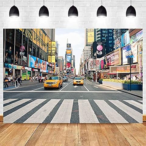 NYC Time Square Buildings Photo Backdrops Taxi New York Fashion Street Party Photography Background Adult Portrait Studio Booth Props Banner 9x6ft Cover