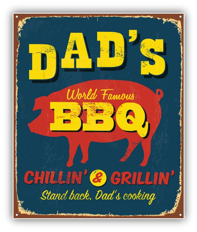 Dads BBQ Grunge Retro Sticker - Durable Adhesive UV-Resistant Waterproof Vinyl Sticker Decal for Car Bumper, Laptop, Water Bottle, Wall, and Window,