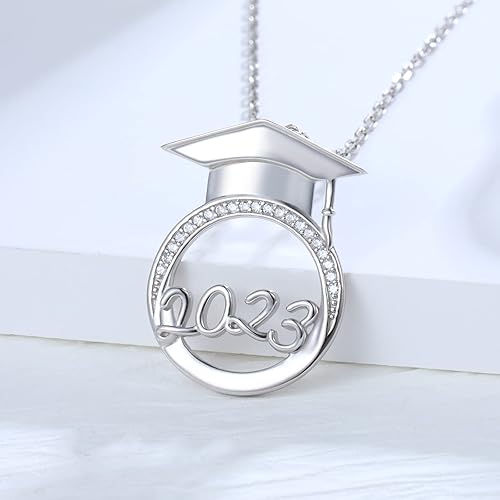 Miniatura 5 de Graduation Gifts for Her 2023 - Sterling Silver Bachelor's Hat Pendant Class of 2023 Graduation Necklace for Best Friends, High School College