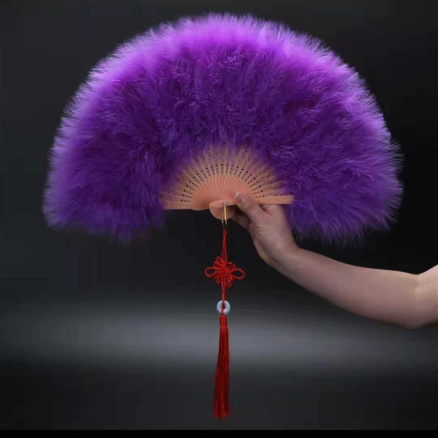 ROHCGHC folding fan, Handheld Feather Fan,Vintage Folding, Dance Hand Art Gift Wedding Party Decoration(Purple)
