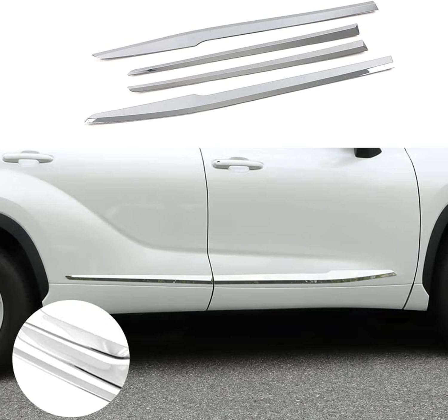 Car Exterior Accessories Body Side Door Molding Cover Trims Fit for Toyota Highlander2020-2023 2024 2025 ABS 4PCS(Glossy Chrome Style)
