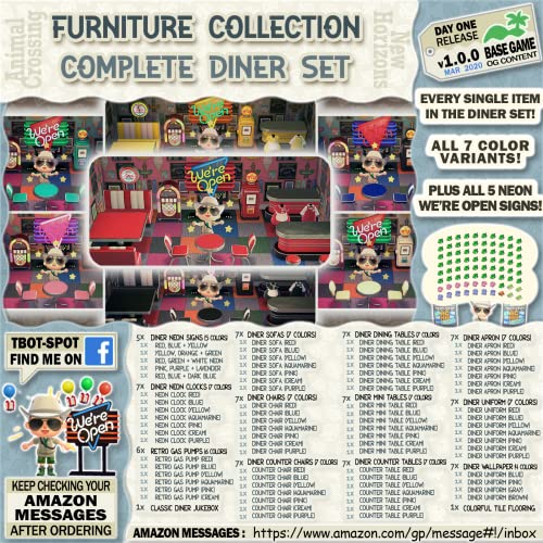 ACNH | Furniture Decor Pack - Retro Diner Set | All 7 Colors & All 80 Items | New Horizons
