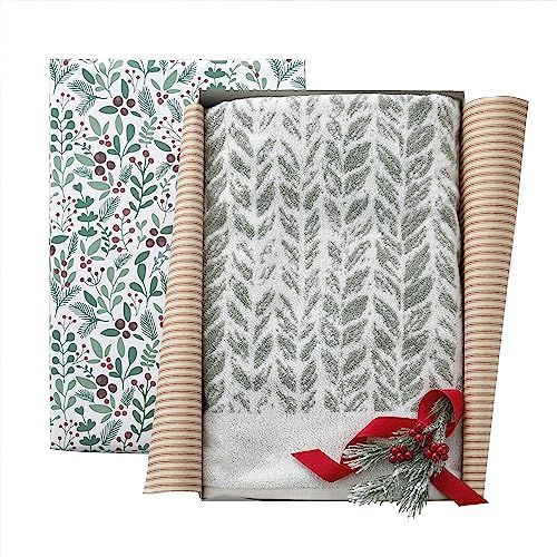 Skl Home W4544100800103 By Saturday Knight Ltd. Distressed Leaves Bath Towel,Sage 28X54 thumb #7