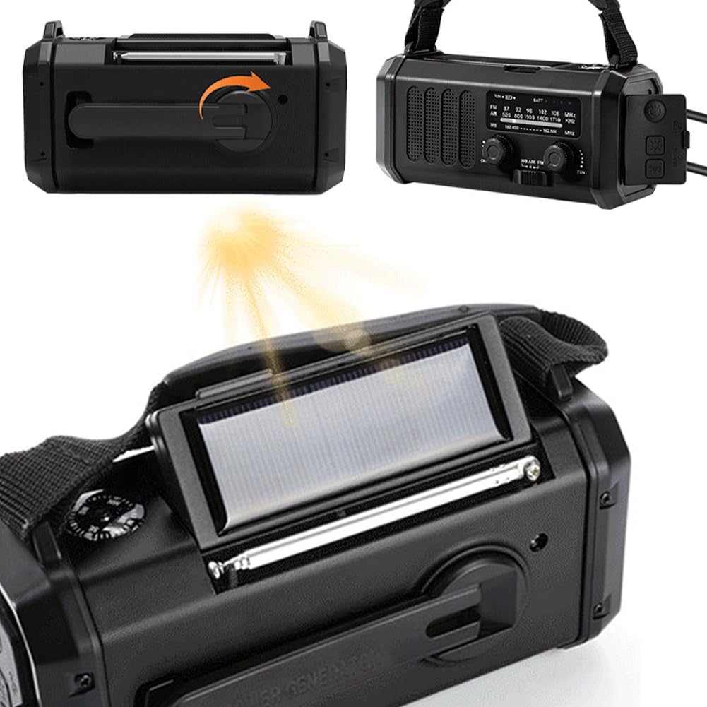 Awaryjne radio korbowe 20000mAh solarne z latarką do czytania latarką SOS radio alarmowe na kemping