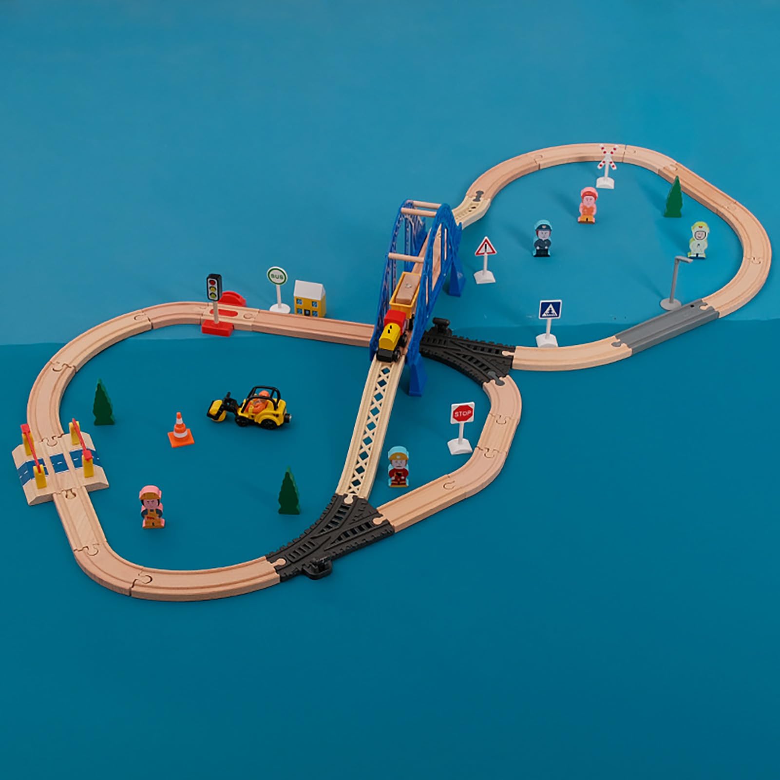 Holzeisenbahn-Set, Elektrisches Eisenbahngleis-Spielset, Kleinkindspielzeug, Interaktives Pädagogisches Kleinkind-Eisenbahn-Set-Spielzeug, Holzspielzeug für und Mädchen