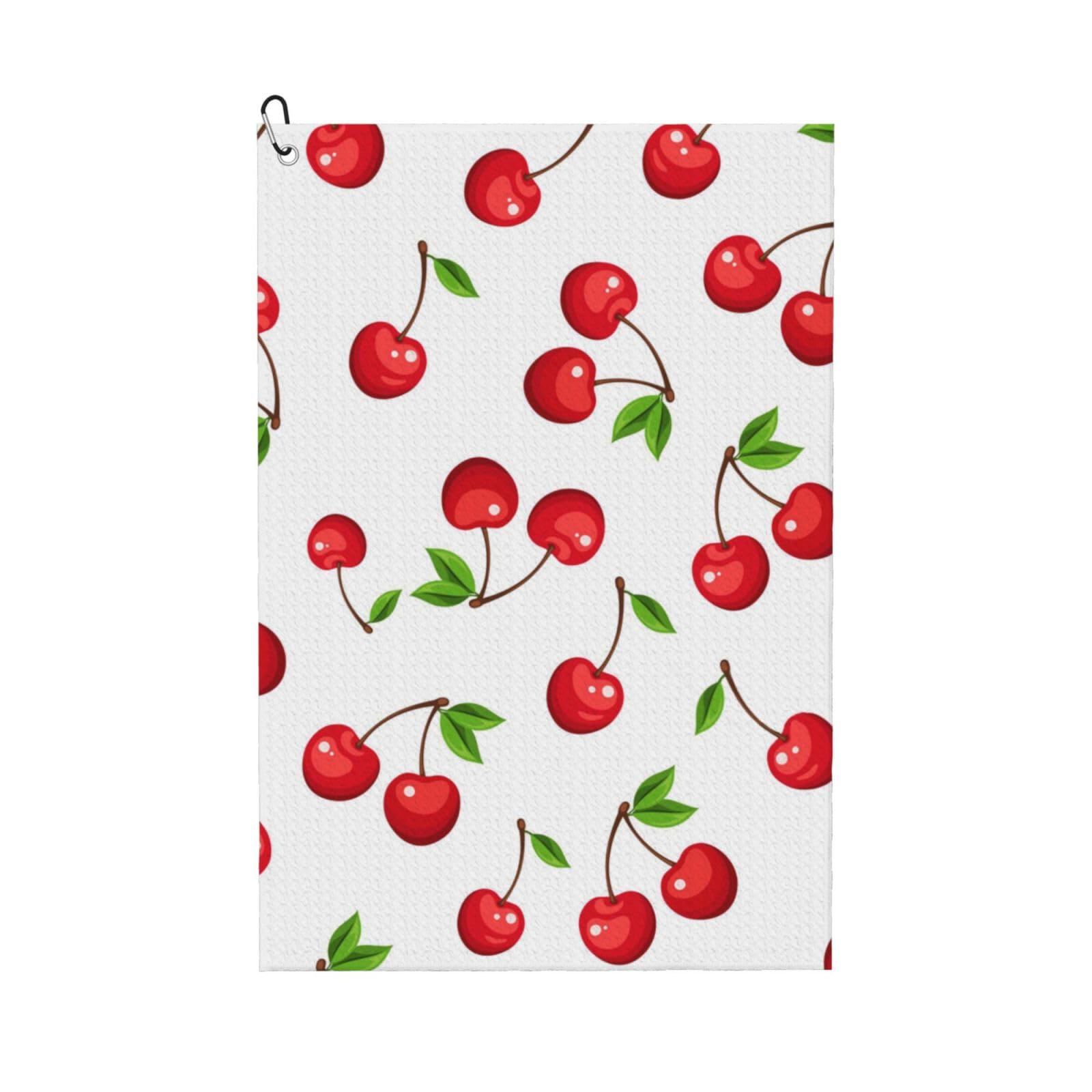 Hnnkloy Red Cherry Berries, 16x24 in Portable Waffle Golf Towels with Carabiner Clip for Golf Bag