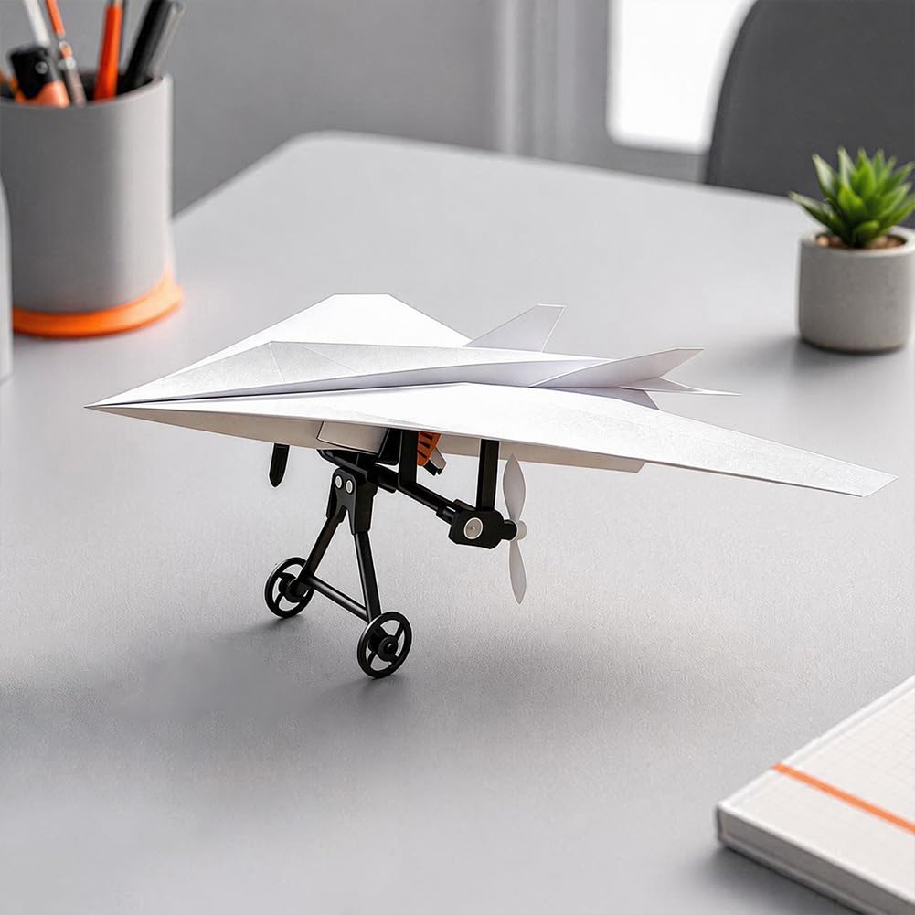 2.4G RC Electric Paper Plane DIY Power Glider Kit With Gyro Stabilizer, Foldable Origami Remote Airplane Outdoor STEM Toy For Kids Family Outdoor Games
