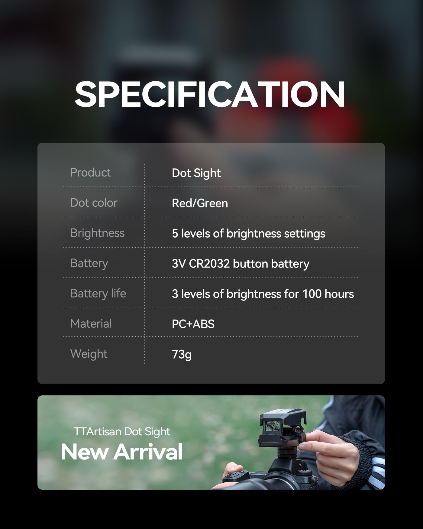 TTARTISAN Camera Dot Sight for telephoto photography lightweight with cold shoe mount (without CR2032 battery TTARTISAN Camera Dot Sight for telephoto photography lightweight with cold shoe mount (without CR2032 battery