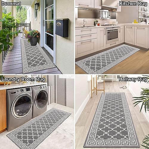 SHACOS Hallway Runner Rug 50x150 cm Non Slip Grey Narrow Hall Runner Rug Kitchen Washable Carpet Runner for Hallway Kitchen Entryway Laundry Room - Image 6