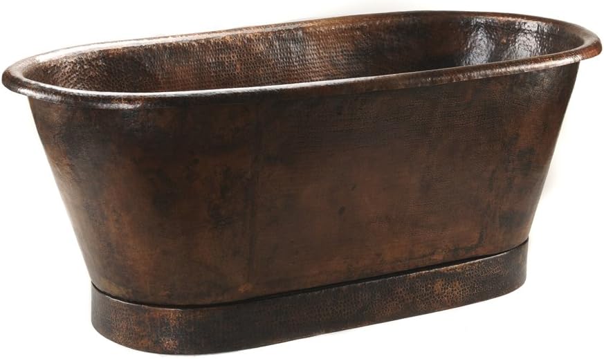 Premier Copper Products BTM72DB 72-Inch Hammered Copper Modern Slipper Style Bathtub, Oil Rubbed Bronze