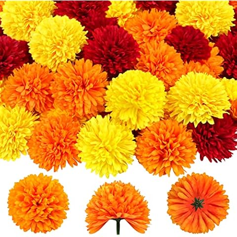 M&C Music Color 40Pcs 2.75'' Marigold Flowers Heads Bulk Cover