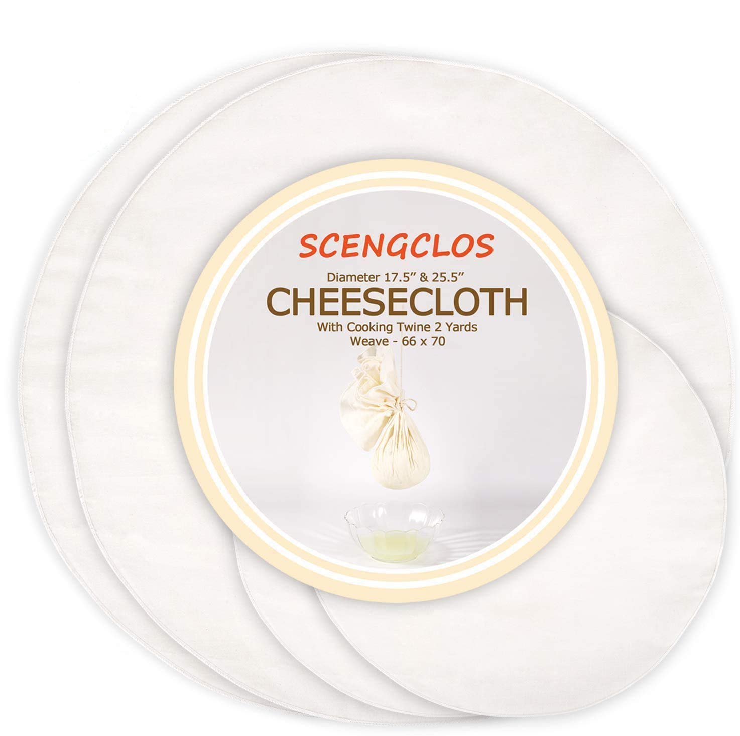 Buy Cheesecloth, 4 Pack DIAM 17.5''&25.5'', Grade 90 Plus, 100