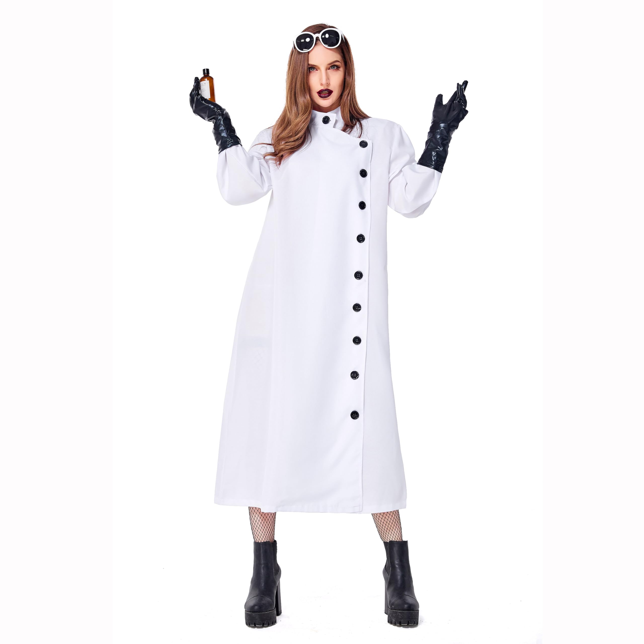 Wbesty Adult Mad Scientist Costume for Women Men Unisex Lab Coat Costume with Gloves 3Pc Halloween Dress Up,Long-XXL — image 1