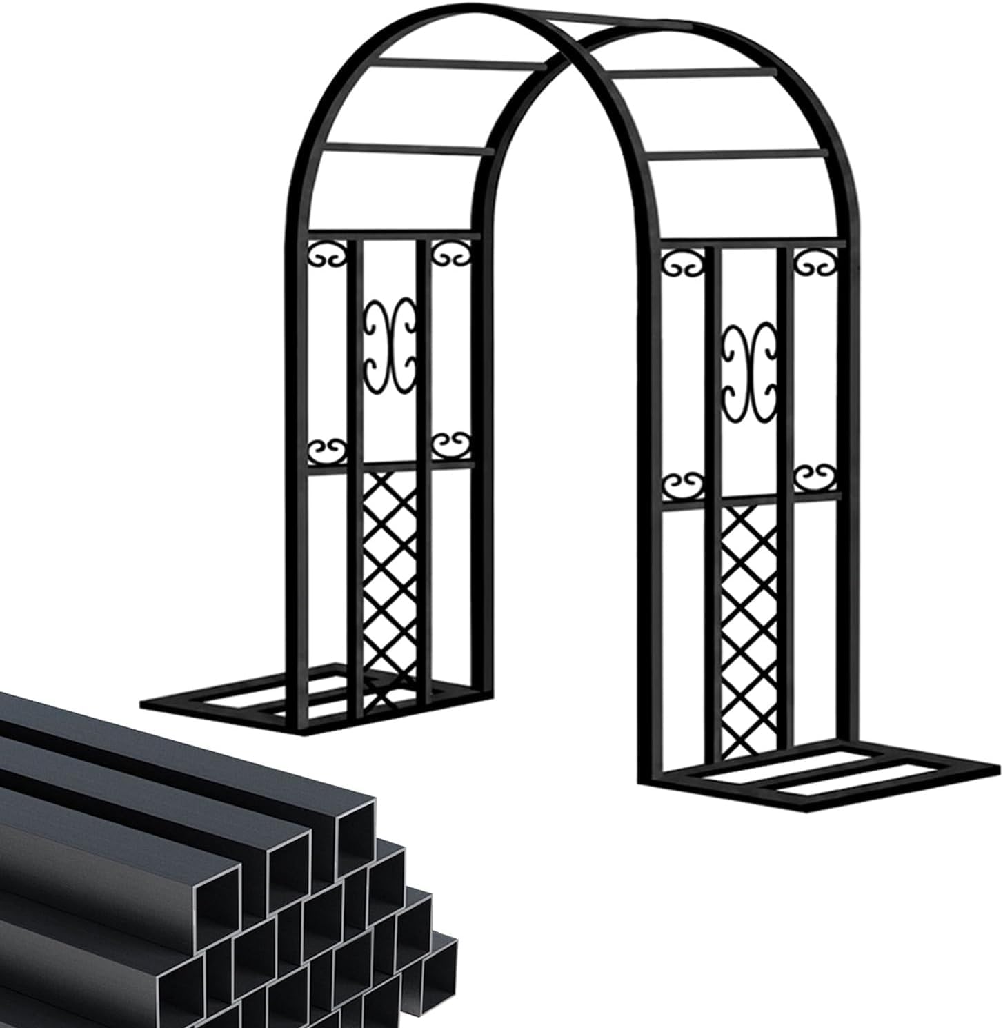 Heavy Duty Garden Arch Arbor(Size:W220*H230cm,Color:Black)
