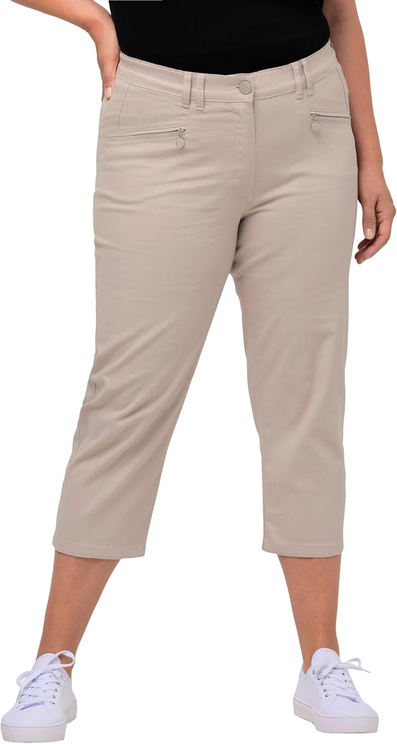 Ulla Popken Womenswear Plus Size Curvy Mony Stretch Capri Pants 803014