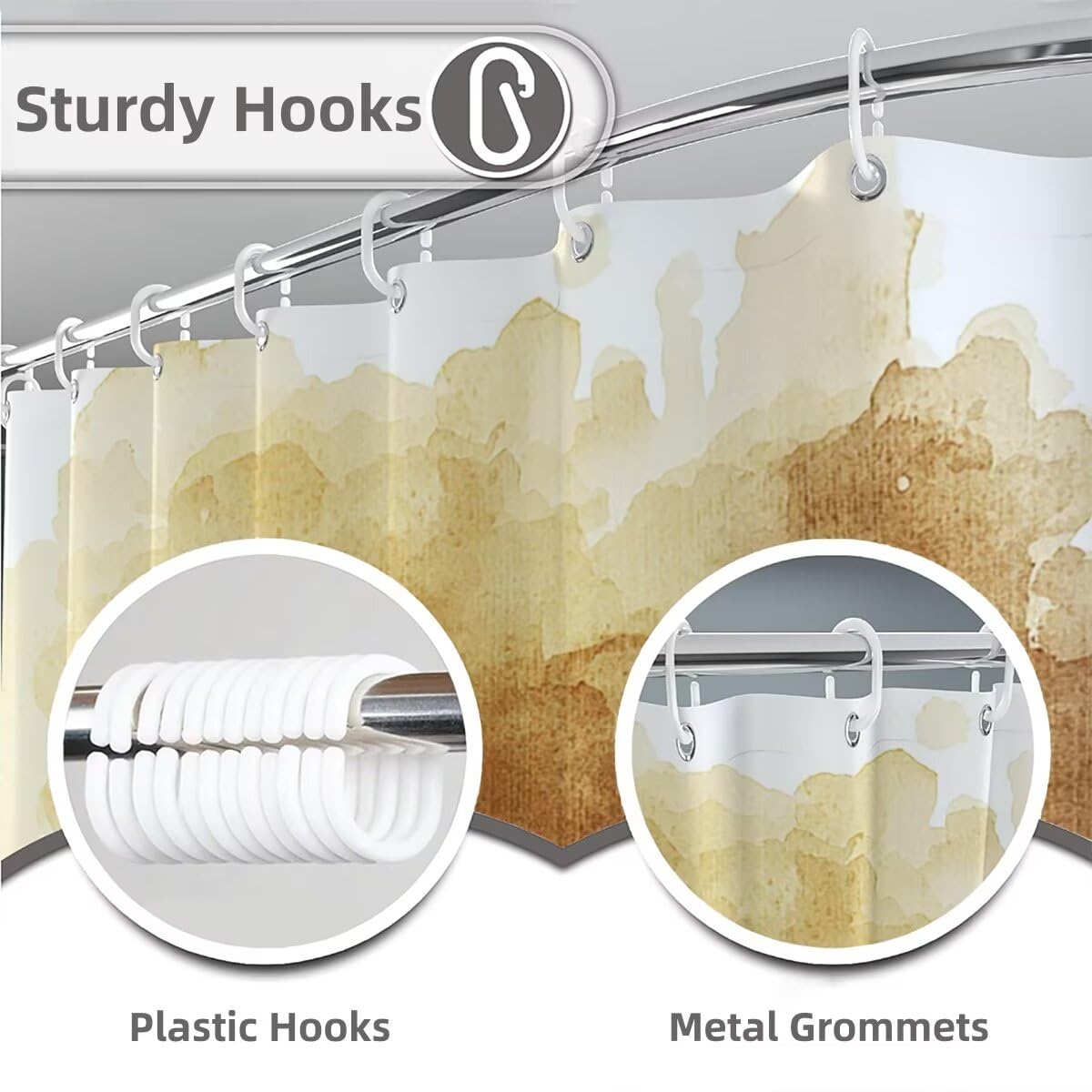 Gelb Duschvorhang 240x200, Duschrollo mit 12 Duschvorhang Haken, Einfach Shower Curtains Beschwerter Saum, Waschbar Polyester Stoff Wasserdicht Extra Lang für Badewanne Badezimmer Deko, Geschenke -581